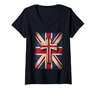 Celebrate faith & patriotism with this distressed United Kingdom Union Jack flag featuring a Christian cross with British colors. Perfect gift idea for expressing devotion and national pride. Wear to patriotic gatherings and Church. Knights Templar C...