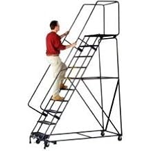 Ballymore 082414 Series M-2000 Rolling Safety Ladder, Steel, Expanded Metal Tread, 8 Step, 16" Wide Step with 24" Wide Base, 113" Height, 24" Width, 61" Length