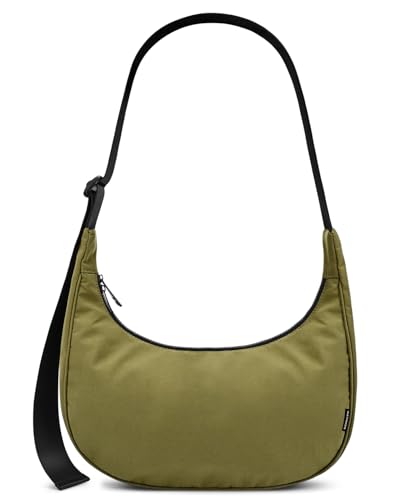 Image of Iioscre Medium Nylon Crossbody Crescent Bag for Women Men, 2 Zippers Crossbody Hobo Bag with Adjustable Strap & Inner Pockets