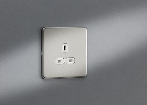 13A 1G Unswitched Socket - Brushed Chrome with White Insert - Image 2