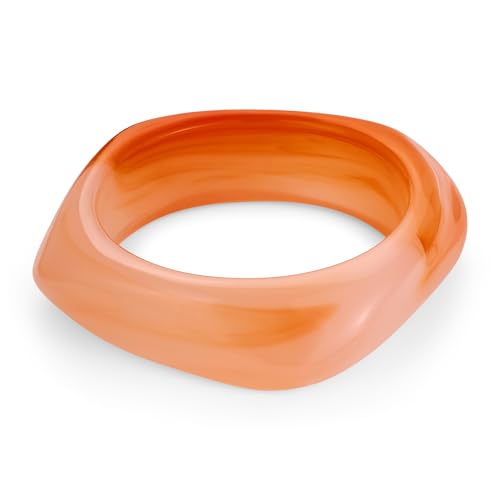 WOWORAMA Colorful Resin Acrylic Bangle Bracelets for Women Geometric Chunky Mottled Acetate Resin Bangles Wide Acrylic Plastic Bracelets Statement Jewelry
