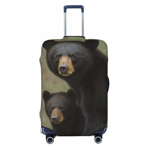 Travel Luggage Cover Fashion Suitcase Protector Black Bear Mother and Cub Spandex Baggage Covers Washable Suitcase Covers Anti-Scratch Luggage Cover Protectors Fits 18-32 Inch Suitcases X-Large