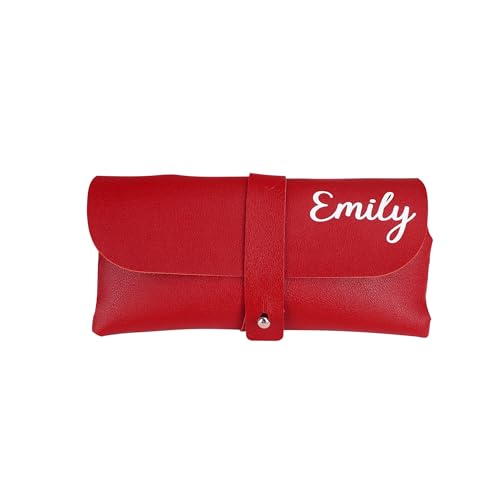 Pekdi Funda de gafas de cuero personalizada, funda de gafas de sol con nombre personalizado, bolsa de viaje para gafas, regalo para mujeres y hombres