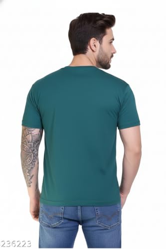 Image of Men's Navy Blue Polo T-Shirt, Half Sleeve, Solid Cotton Blend, Regular Fit, Casual