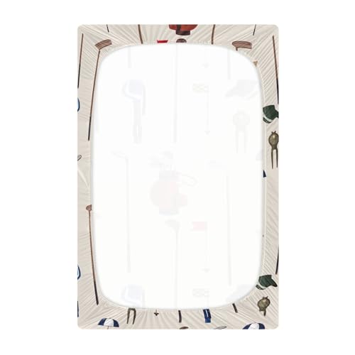 Image of Cartoon Golf Game Pattern Crib Sheets Soft Breathable Fitted Baby Crib Sheets Mattress Cover for Girls Boy, 52 inch x 28 inch x 9 inch