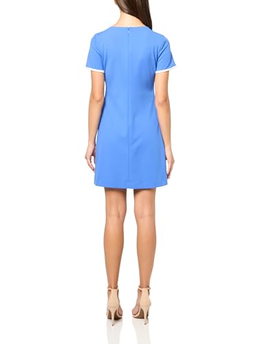 Image of Tommy Hilfiger Women's Short Sleeve Jewel Neck Contrast Piping Mini Shift Dress