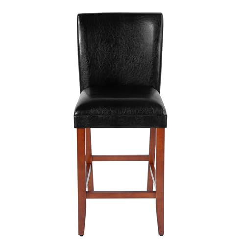 Image of HomePop Counter Stool, 29-Inch, Black Faux Leather