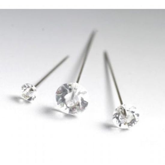 Diamante Decorative Pins, Perfect for Buttonholes Weddings, Sewing, Hijab Pins, Floristry Supplies, and Hats (Clear