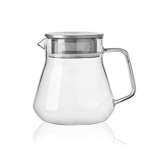 CNGLASS Small Glass Teapot with Stainless Steel Filter Lid,15oz(450ml) Glear Tea Kettle Stovetop Safe,Borosilicate Glass Tea Pots for Blooming and Loose Leaf Tea - image 1