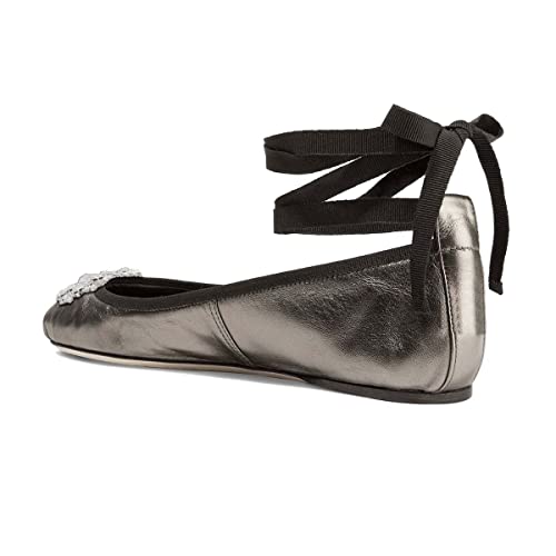 XYD Women Adorable Ribbon Lace Up Ballet Flats with Heart Shaped Rhinestones Decor Closed Round Toe Comfort Outdoor Dress Shoes for Lady Girl3