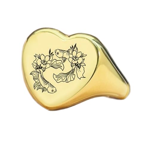 Bague poisson en cœur, chevalière style vintage argent fait main, cadeau idéal femme