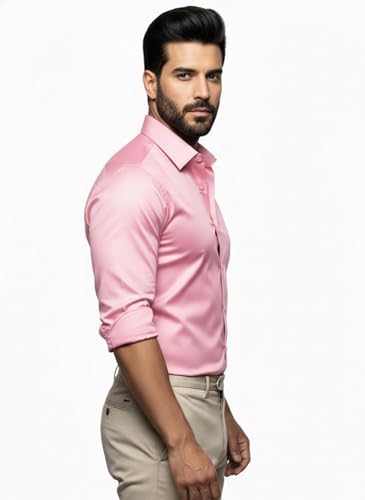 Image of Men's Solid Satin Full Sleeve Soft Finish Regular Fit Shirt for Casual Wear