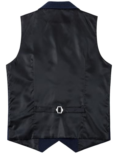 Men's Vintage Slim Fit Suit Vest Formal Prom Party Herringbone Pattern Waistcoat with Chain Detail4