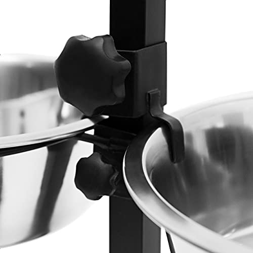 Relaxdays 1 x Futterstation Hund, 4,5 l Edelstahlnäpfe, Napfständer höhenverstellbar HBT 42 x 61 x 29 cm, rutschfest, Silber