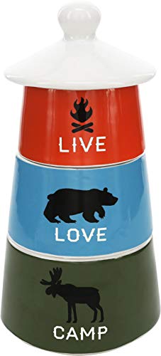 Pavilion Gift Company - Live Love Camp - Set of 3 Stackable Stoneware Soy Candles