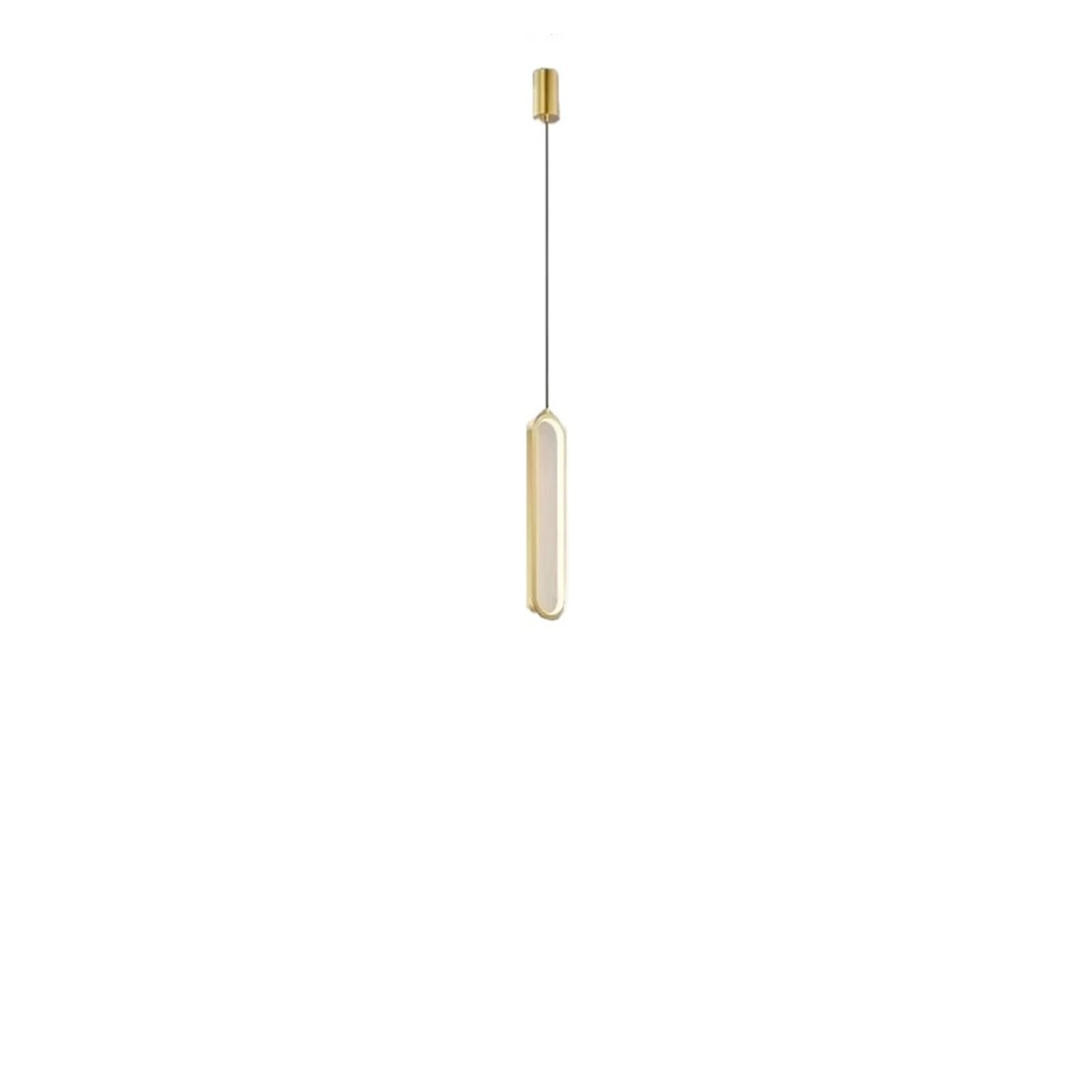 Lampadario a Sospensione lineare Moderno per Ufficio, Tubo a LED a Forma Unica, Ideale per Sala da Pranzo, Hotel, Camera da Letto, Arredamento per Interni (D Oro 9x40cm, Luce Calda)