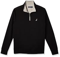 Nautica Mens 1/4 Zip Pieced Fleece Sweatshirt, True Black, Small