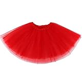Nicute Dance Tutu Skirts Layered Tulle Skirt Elastic Cosplay Tutu Costume for Women and Girls(Red)