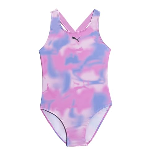 PUMA Girls' One Piece Bathing Suit, Athletic Swimsuit, Quick Dry, Day Dream