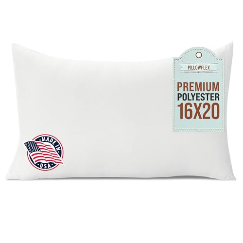 Pillowflex Premium Polyester Throw Pillow Insert - 16x20 - Ultra Soft Large Rectangle Throw Pillow, Couch Sham, Lumbar, Back, Sofa - Machine Washable - Decorative Accent Form - 1 Soft Pillow