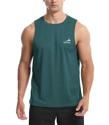 Image of Men's Sleeveless Tank Top Running Gym Quick-Drying Vest Sports T-Shirt Deep Green M