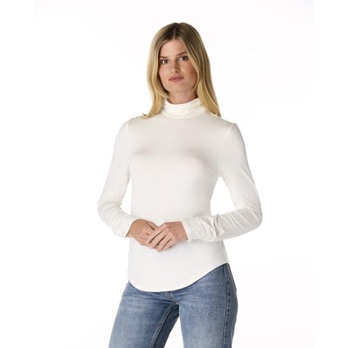 Image of Cable & Gauge Women's Long Sleeve Ruched Turtleneck-Soft Layering Top, Stylish Collared Design, Warm & Versatile Essential