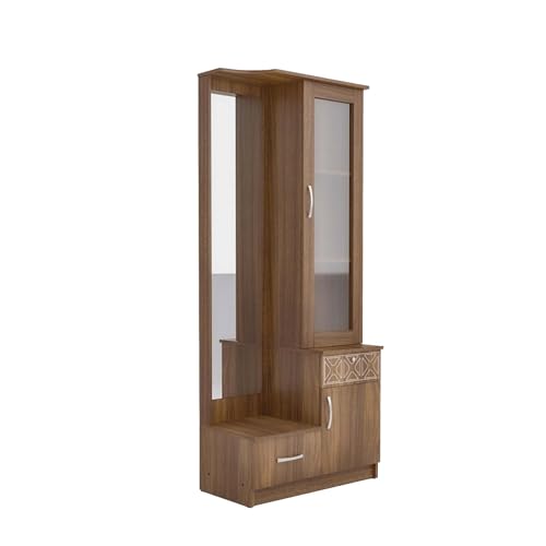 Image of NEUDOT Petra Wooden Dressing Table with Mirror and Storage | Engineering Wood | Vanity Table with Mirror | Vanity Table for Bedroom, Living Room | 1-Year Warranty, Brown