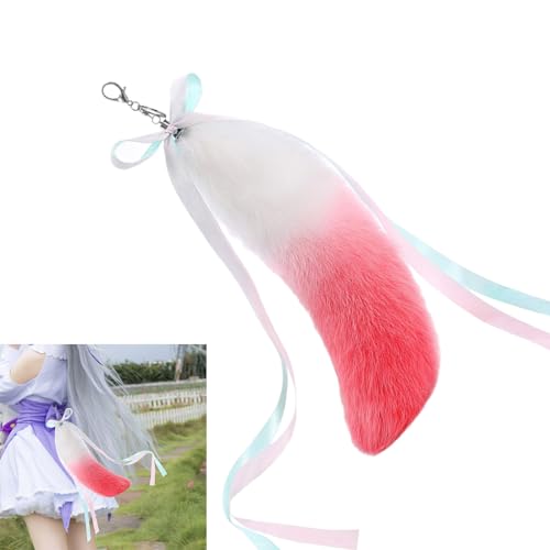 Porte-clés queue de peluche avec ruban mignon : cadeau idéal pour sac
