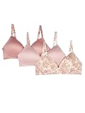 Tahari Girls 3-Pack Molded Wireless Bras, Pale Floral, Peach, Pink, 34A