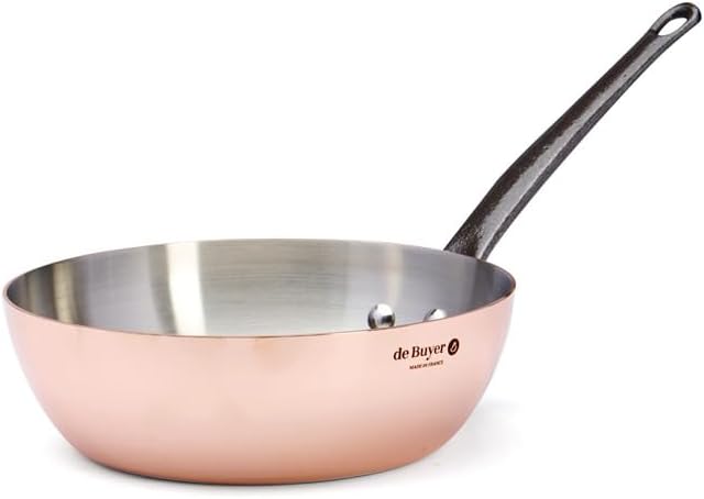 DE BUYER6464.20 Inocuivre First Class Conical Sauté Pan with Cast Iron Handle without Lid, 20 cm Diameter