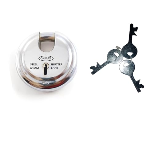 Image of Onmax Steel Regular Shutter Round Lock,65mm Size and 6 levers, Heavy and Pad Lock, for Home, Office and Shop (SRSL65N2) Pack of 5 Pcs Lock 65mm