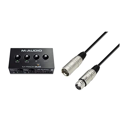 M-Audio M-Track Duo Interfaz de audio USB, tarjeta de sonido para grabaciones, transmisiones y pódcasts con entradas XLR + Adam Hall 3 Star Series Cable de audio