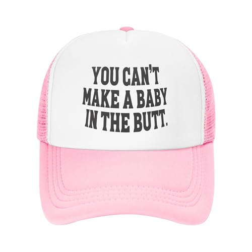 You Can't Make A Baby in The Butt Trucker Hat Funny Kids Hats Adjustable Mesh Baseball Cap - Pink