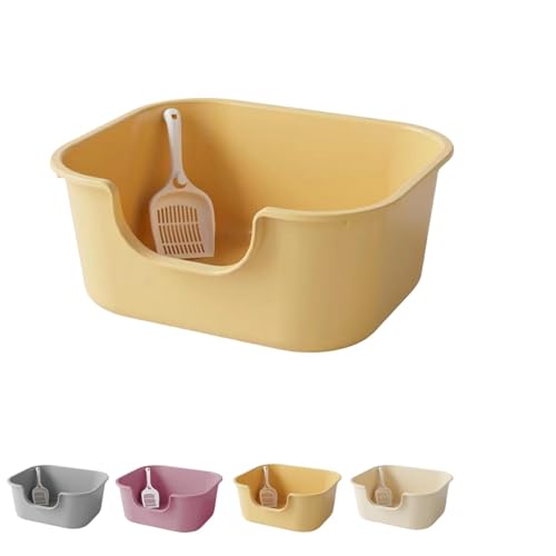 猫 トイレ 猫砂盆 大型 猫用トイレ本体 オープンタイプ スコップ付き ペット用トイレ 入口低め 飛散防止 一体成形 ポータブル サンドボックス 防滴 深型 小型猫 多猫 ペットトイレ トイレ 簡易トイレ あらゆる種類の猫砂用 掃除が簡単 猫のトイレ 大型