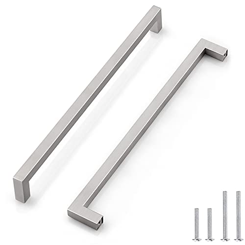 🔥 Hot Deals 30 Pack Probrico 1/2 in Stainless Steel Square Corner Bar Kitchen Cabinet Door Handles Brusehd Satin Nickel Hole Centers 12-4/5 inch 320mm