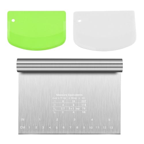 Nicear 3 Pieces Stainless Steel Dough Cutter Dough Card Dough Card Set Kitchen Supplies for Making Cake Bread Dough