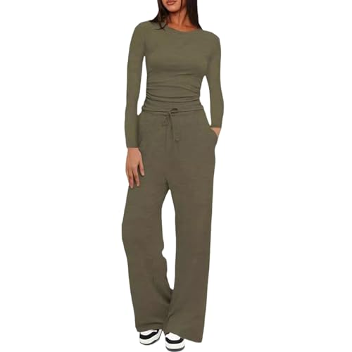Ensemble détente haut court et pantalon large en maille douce premium
