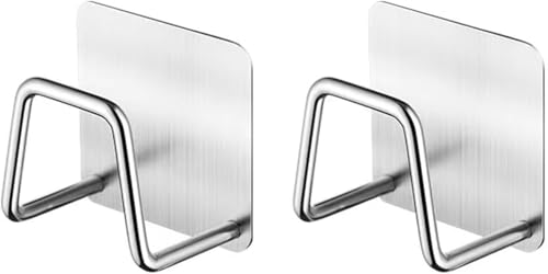 Générique Lot de 2 Porte-éponges Autocollants en Acier Inoxydable, Accessoires pour évier, Cuisine,Argent