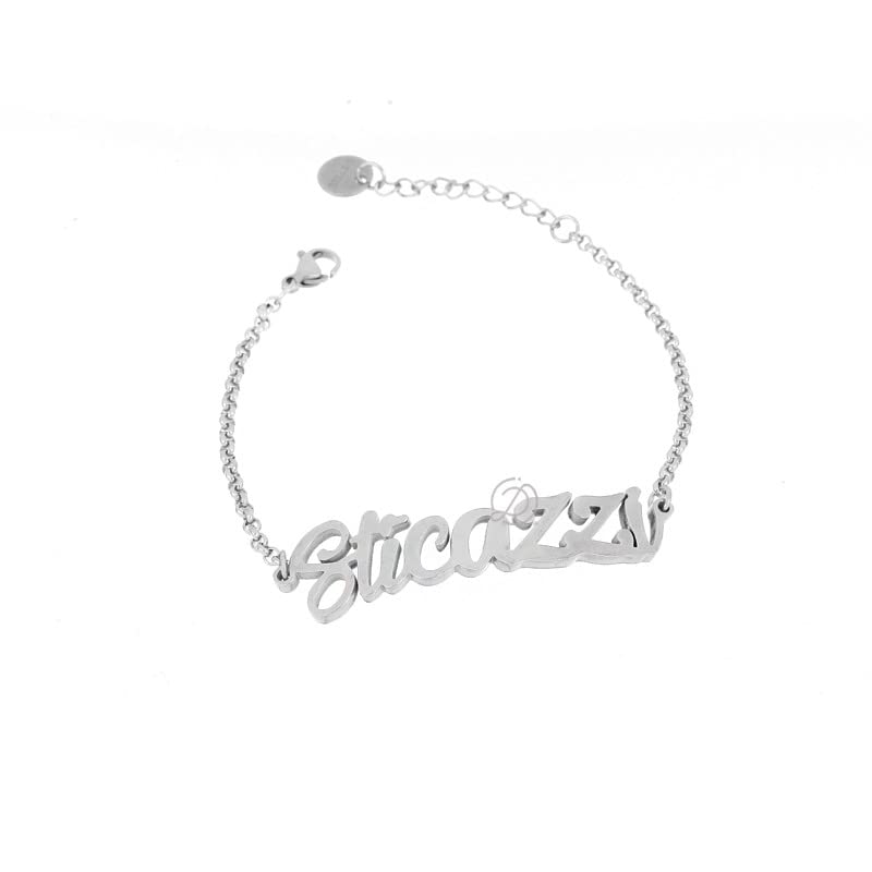 Bracciale Donna Acciaio Cuori Pendenti Silver Regolabile con Moschettone Cuore