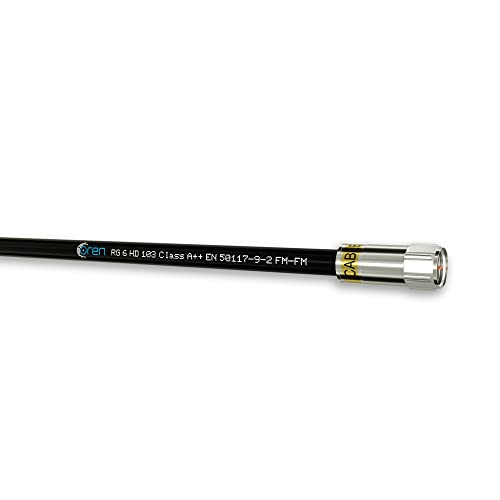 Oren Coaxial Cable 3m RG6 HD103 A++ Trishield – Black - with Cabelcon Connectors and Adapter – Weatherproof – for Satellite and Digital TV, Aerial, Broadband, and High Speed Internet Connections