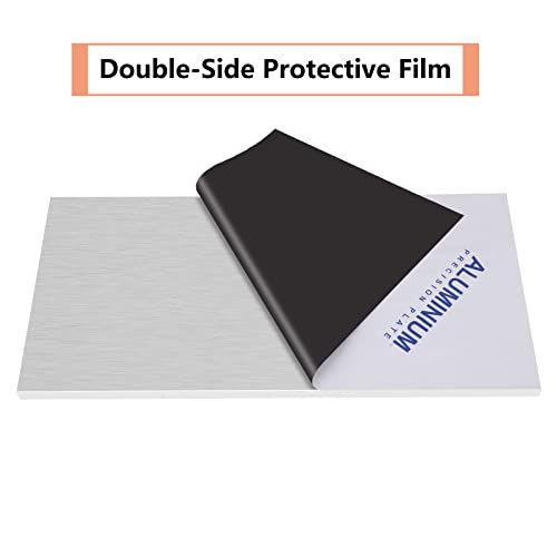 Image of 6061 T651 Aluminum Sheet Metal 6 x 12 x 0.40 Inch Flat Plain Aluminum Plate Covered with Protective Film, Heat Treatable Rectangle 10MM Thick Aluminum Metal Plate for Industrial, Crafting