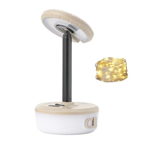 Cadena de luces para exteriores, cadena de luces para camping, de camping retráctil, portátil, lámpara telescópica LED portátil, equipo al aire libre con múltiples modos para barbacoa,