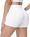 Runhit Bike Shorts with Pockets Women - 3'' High Waisted Volleyball Workout Gym Spandex Quick Dry Tummy Control Shorts White