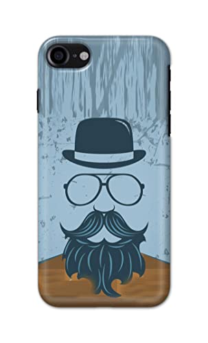 Image of PRINTFIDAA Mustache Beard and Hairstyle Hipster in Glasses Printed Designer Hard Case for Apple iPhone SE 2020, A1778, A1660 Back Cover -(e) RPM1002