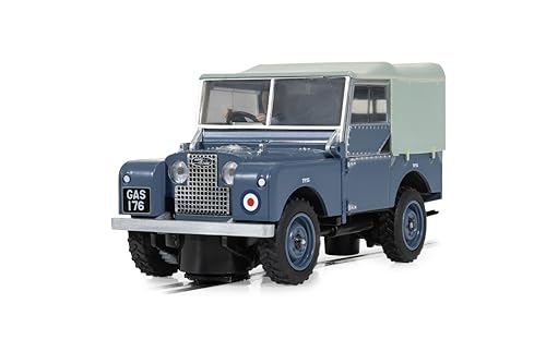 Scalextric C4661 Land Rover Series 1 RAF Edition Slot Car, Service Blue, with Working Lights and Magnatraction 1:32 Scale