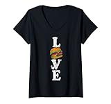 Photo Gallery donna love cheese on burger divertente hamburger amante grafica maglietta con collo a v Photo Gallery donna love cheese on burger divertente hamburger amante grafica maglietta con collo a v