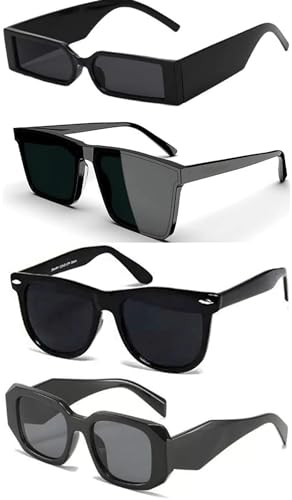 Image of IFLASH Rectangular Sunglasses Retro Fashion Shades for Men & Women (Pack of 4)