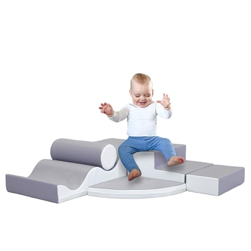 IGLU Soft Play 6 Blocs de Construction en Mousse, Jouets éducatifs (Gris/Blanc)