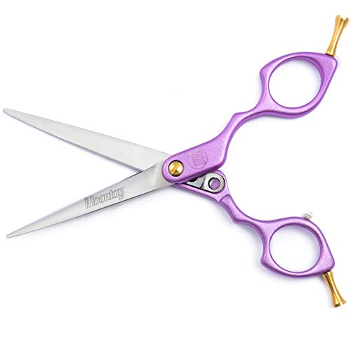 6.0" Professional Straight Pet Grooming Scissor, Dog Cat Grooming Shear/Scissor with Ultra-Light Aeronautical Aluminum Handle, 440C Japanese Stainless Steel Pet Grooming Shear, Purple - Image 4