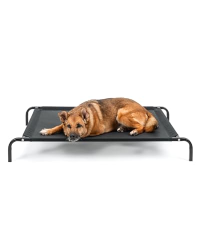 lionto Lettino rialzato per Cani Ideale per Giardino e Outdoor, (L) 114x76 cm Nero